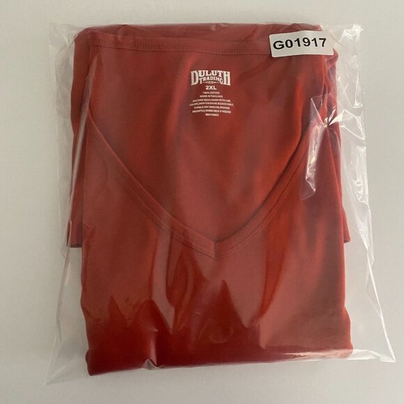 Duluth Trading Womens Longtail T Long Sleeve V Neck T Shirt Size 2XL Red - Picture 10 of 10
